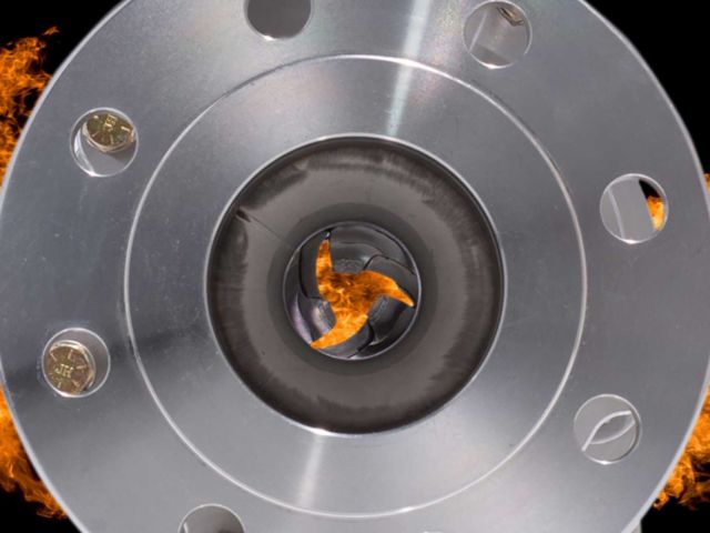 Dilating Disk Valve with flaming background