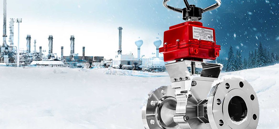 Clarke Valve's Dilating Disk Valve in snowy environment